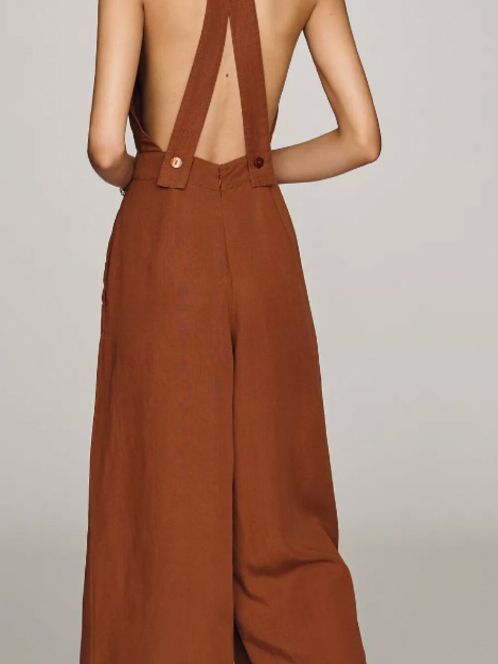 By Anthropologie Cutout Apron Jumpsuit - NEW Large Tall - Picture 4 of 4